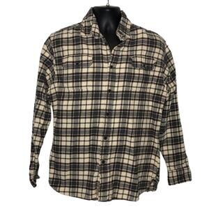 JACHS Heavyweight Flannel Shirt Tan Brown Plaid Shacket Men’s size Medium
